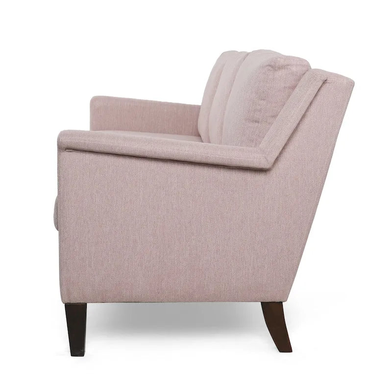 Light Pink 76.5 Modern 3-Seater Sofa with Birch Legs and Plush Seating