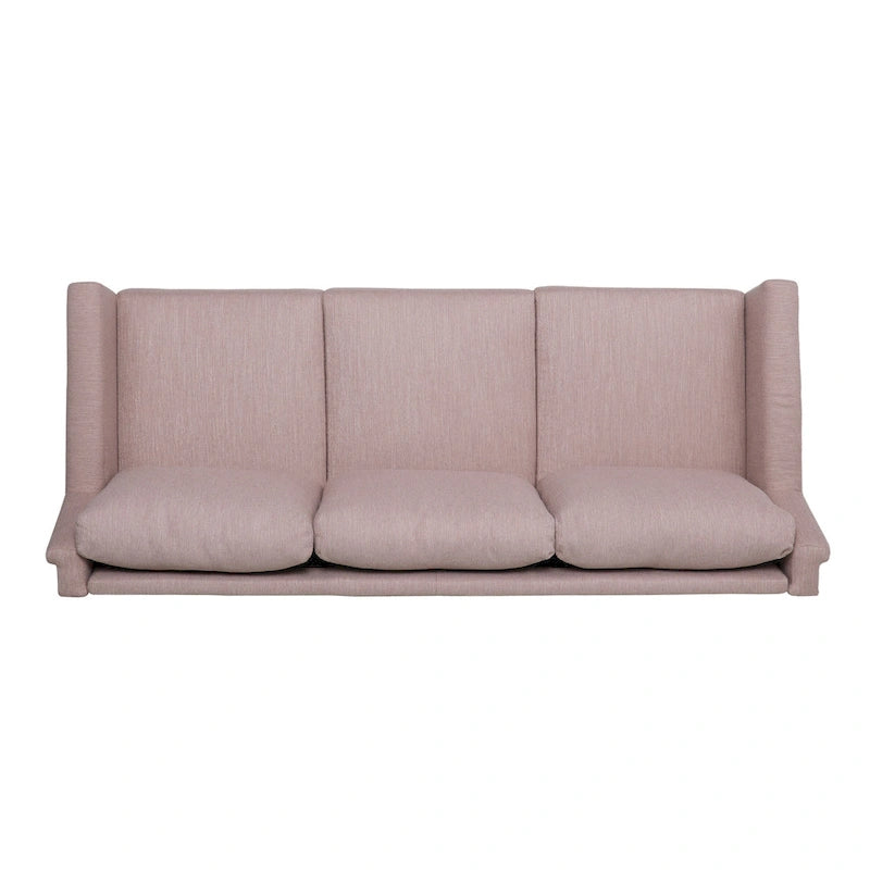 Light Pink 76.5 Modern 3-Seater Sofa with Birch Legs and Plush Seating