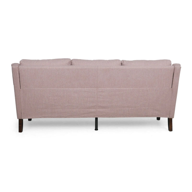 Light Pink 76.5 Modern 3-Seater Sofa with Birch Legs and Plush Seating