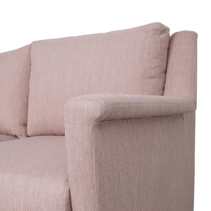 Light Pink 76.5 Modern 3-Seater Sofa with Birch Legs and Plush Seating