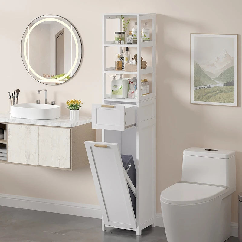 Tilt Out Laundry Hamper Cabinet with Laundry Baskets Hamper,Bathroom Storage Cabinet Laundry Cabinet with Drawer