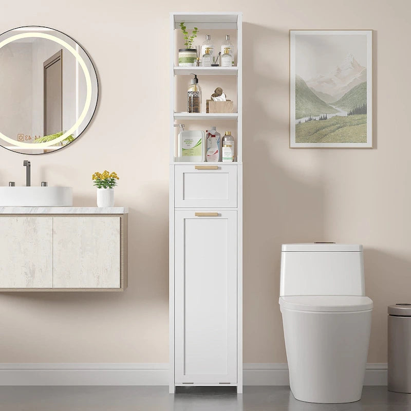 Tilt Out Laundry Hamper Cabinet with Laundry Baskets Hamper,Bathroom Storage Cabinet Laundry Cabinet with Drawer