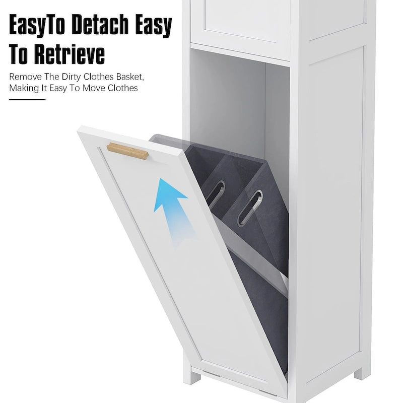 Tilt Out Laundry Hamper Cabinet with Laundry Baskets Hamper,Bathroom Storage Cabinet Laundry Cabinet with Drawer