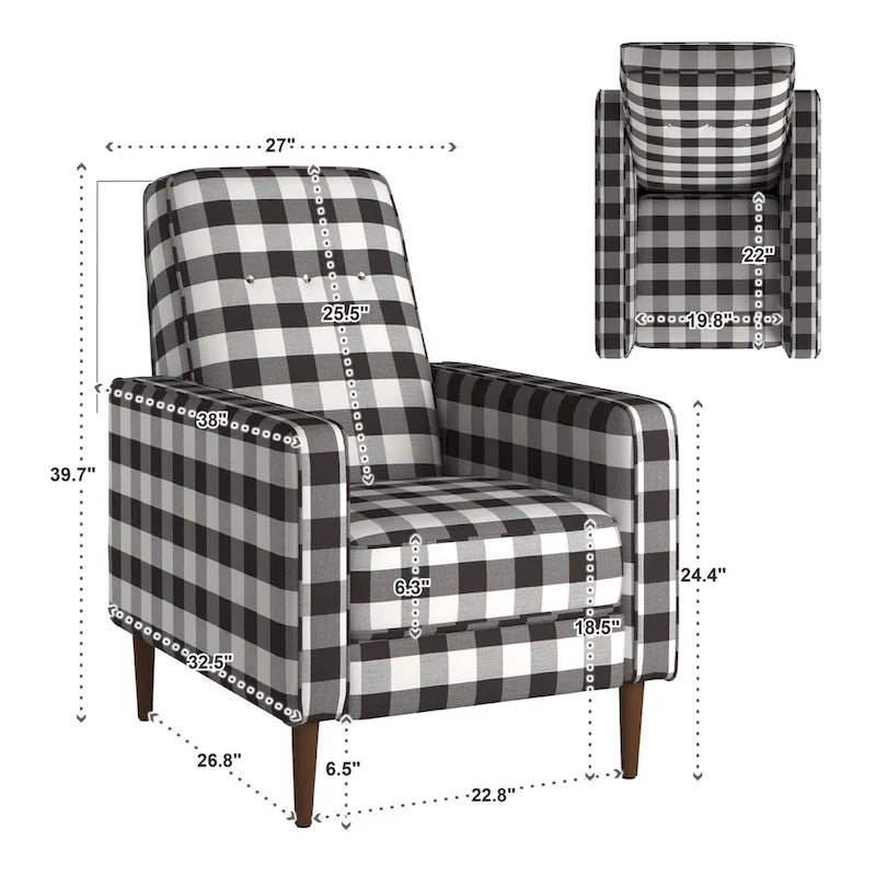 Black and White Buffalo Check Plaid Accent Chair Classic