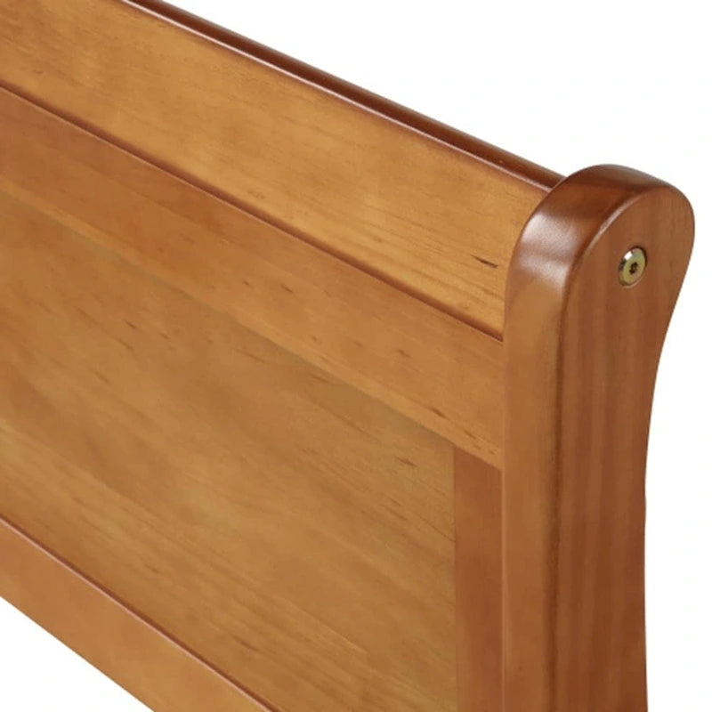 Twin Wood Platform Bed Frame Mattress Foundation Sleigh Bed with Headboard/Footboard/Wood Slat Support