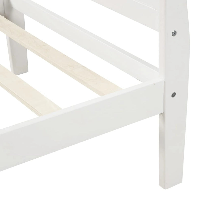 Twin Wood Platform Bed Frame Mattress Foundation Sleigh Bed with Headboard/Footboard/Wood Slat Support