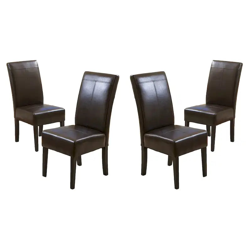 T-stitch Chocolate Brown Bonded Leather Dining Chair (Set of 4)