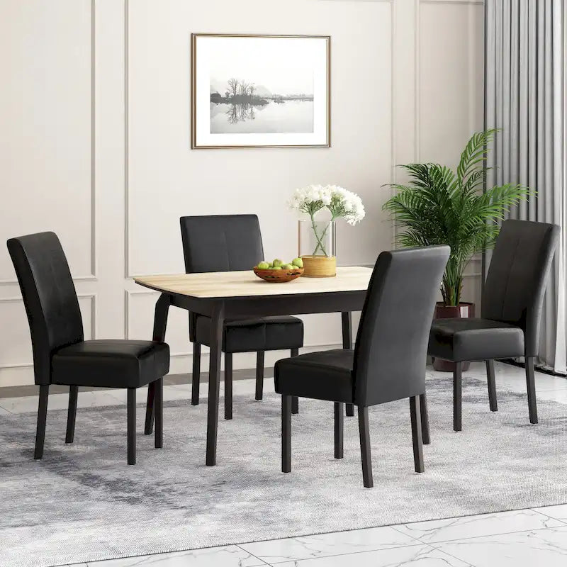 T-stitch Chocolate Brown Bonded Leather Dining Chair (Set of 4)