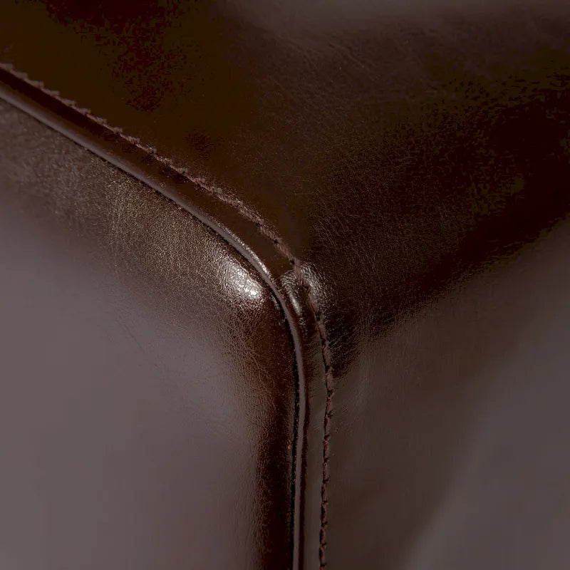 T-stitch Chocolate Brown Bonded Leather Dining Chair (Set of 4)