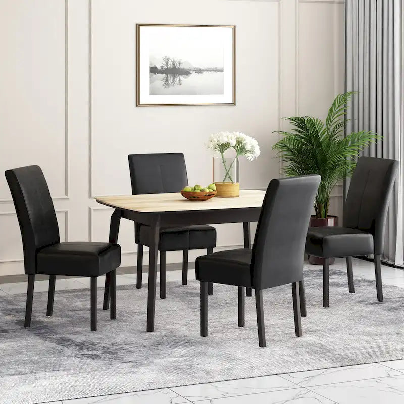 T-stitch Chocolate Brown Bonded Leather Dining Chair (Set of 4)