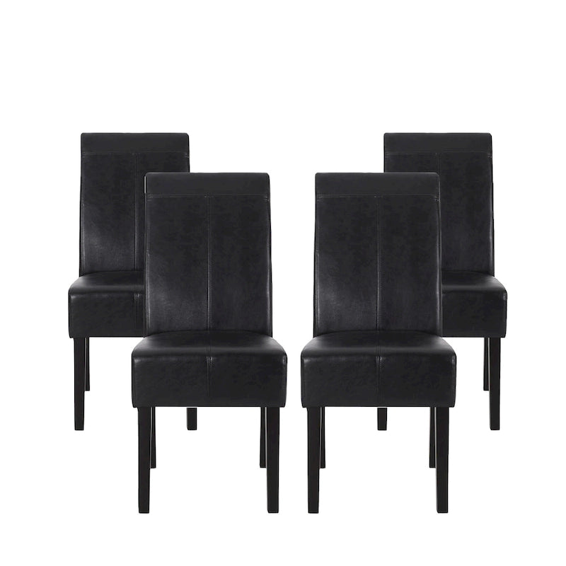 T-stitch Chocolate Brown Bonded Leather Dining Chair (Set of 4)