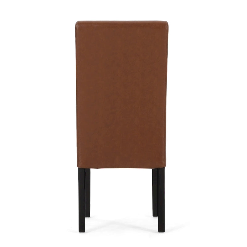 T-stitch Chocolate Brown Bonded Leather Dining Chair (Set of 4)