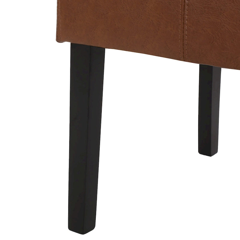 T-stitch Chocolate Brown Bonded Leather Dining Chair (Set of 4)