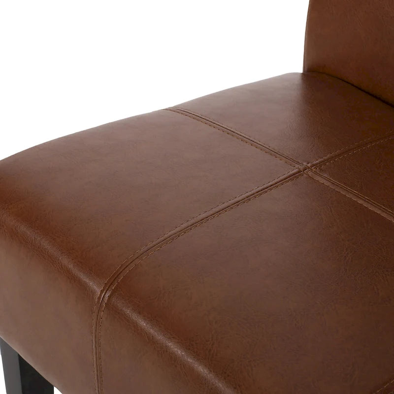 T-stitch Chocolate Brown Bonded Leather Dining Chair (Set of 4)