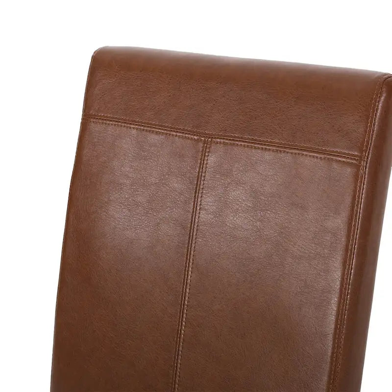 T-stitch Chocolate Brown Bonded Leather Dining Chair (Set of 4)