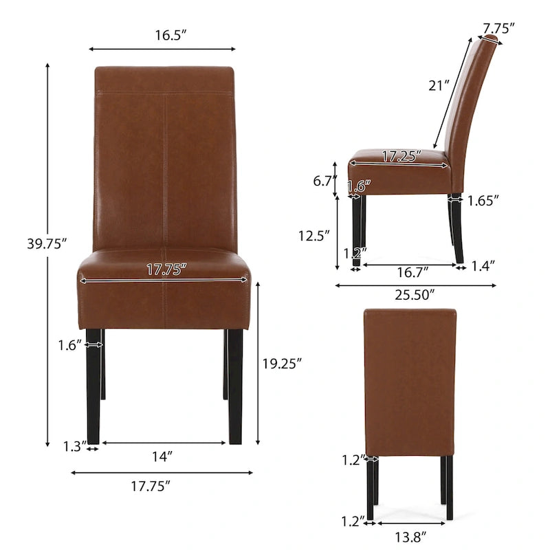 T-stitch Chocolate Brown Bonded Leather Dining Chair (Set of 4)