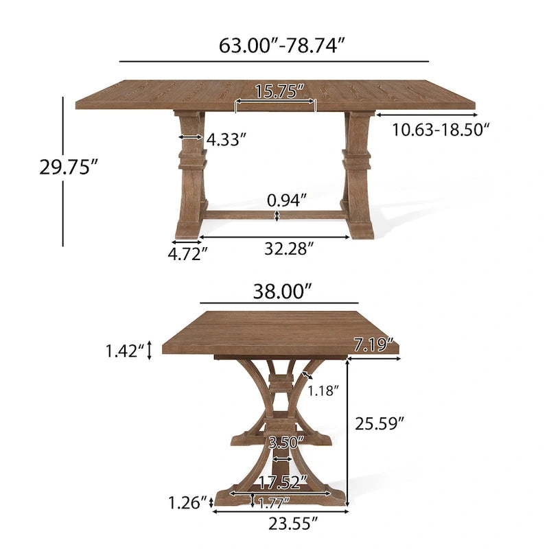 Wood Expandable Dining Table