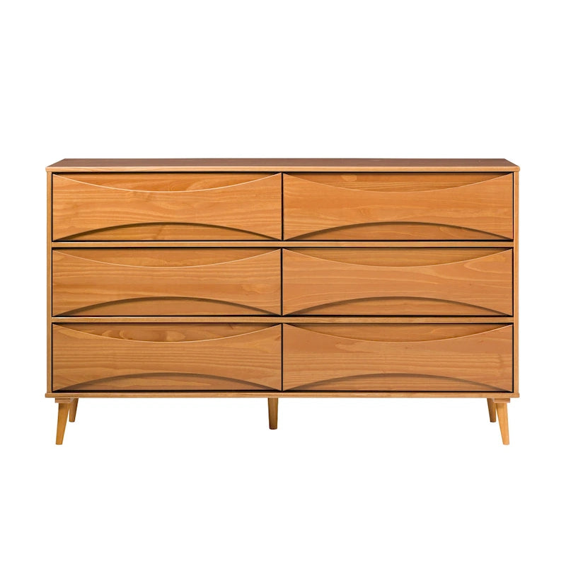 Mid-Century 6-Drawer Solid Wood Dresser