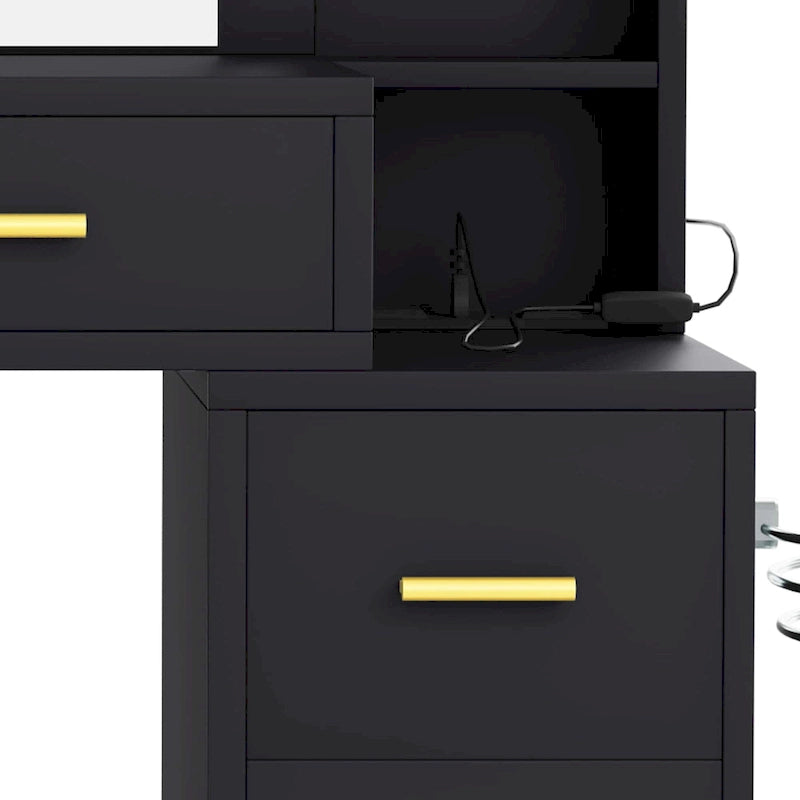 Makeup Vanity Desk with Lighted Mirror and Upholstered Stool