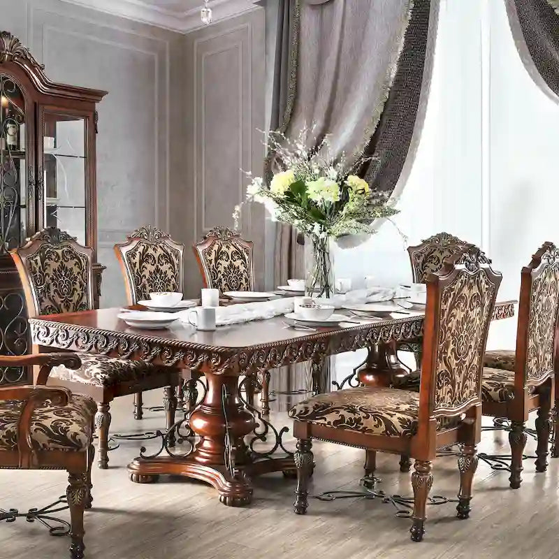 Furniture of America Nald Cherry 120-inch Wood Expandable Dining Table