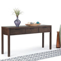 60 inch Wide Solid Wood Contemporary Console Table in Warm Walnut Brown - 60 W x 16 D x 30 H