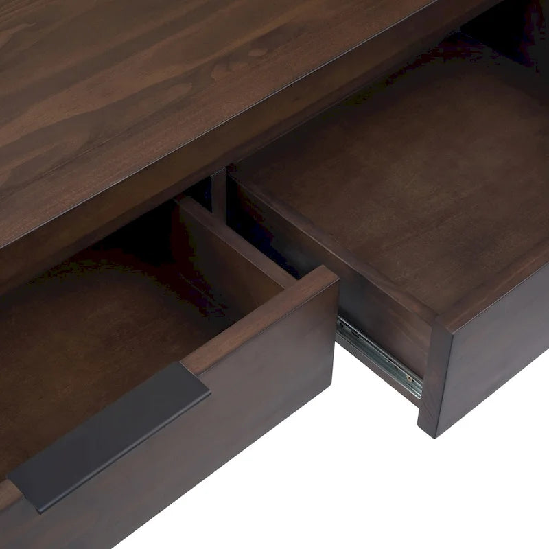 60 inch Wide Solid Wood Contemporary Console Table in Warm Walnut Brown - 60 W x 16 D x 30 H