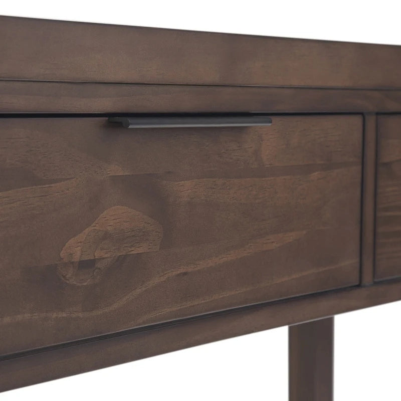 60 inch Wide Solid Wood Contemporary Console Table in Warm Walnut Brown - 60 W x 16 D x 30 H