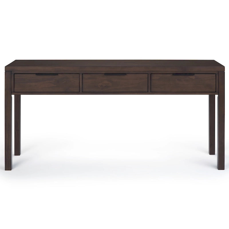 60 inch Wide Solid Wood Contemporary Console Table in Warm Walnut Brown - 60 W x 16 D x 30 H