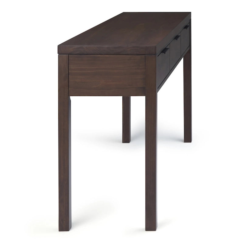 60 inch Wide Solid Wood Contemporary Console Table in Warm Walnut Brown - 60 W x 16 D x 30 H