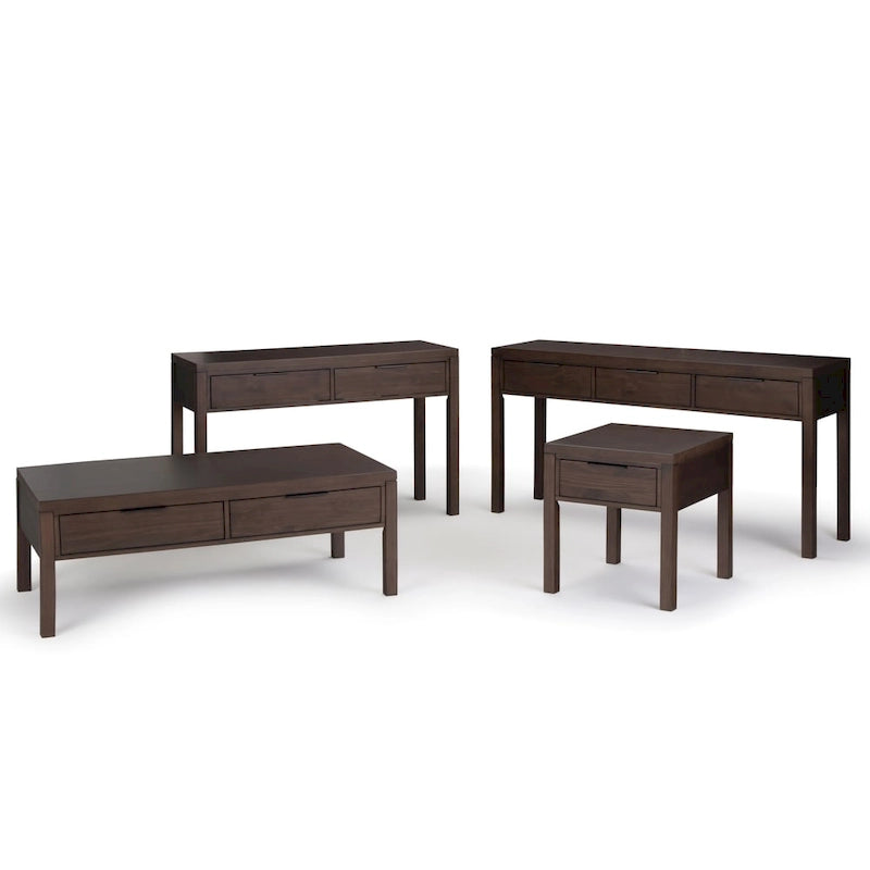 60 inch Wide Solid Wood Contemporary Console Table in Warm Walnut Brown - 60 W x 16 D x 30 H