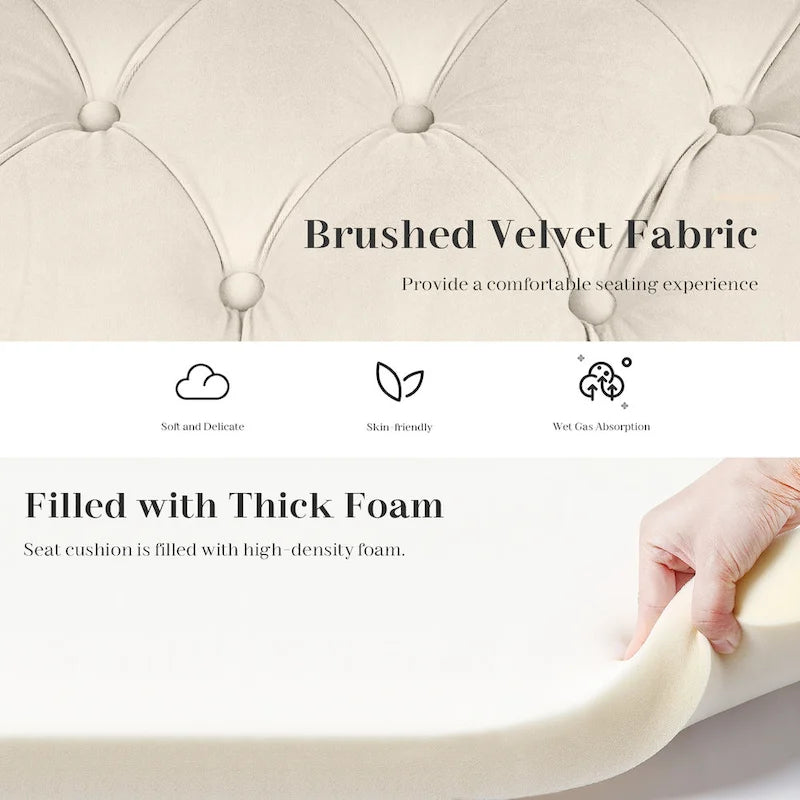 Velvet Storage Bench With Rubber Wood Legs for Bedroom