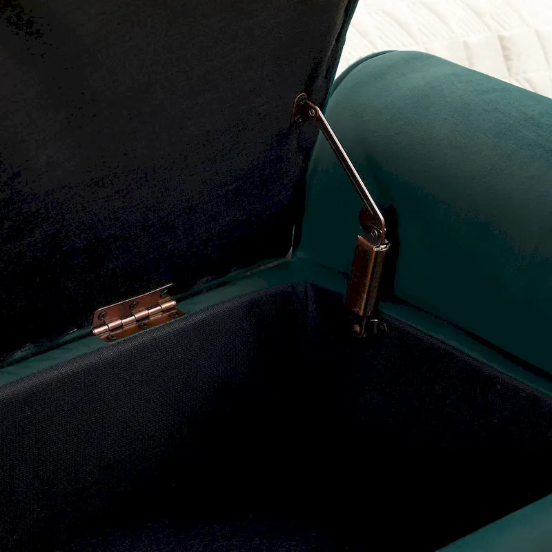 Velvet Storage Bench With Rubber Wood Legs for Bedroom