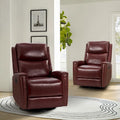 30.31Wide Modern Genuine Leather Wingback Swivel Rocker Recliner with Nailhead Trims, Set of 2