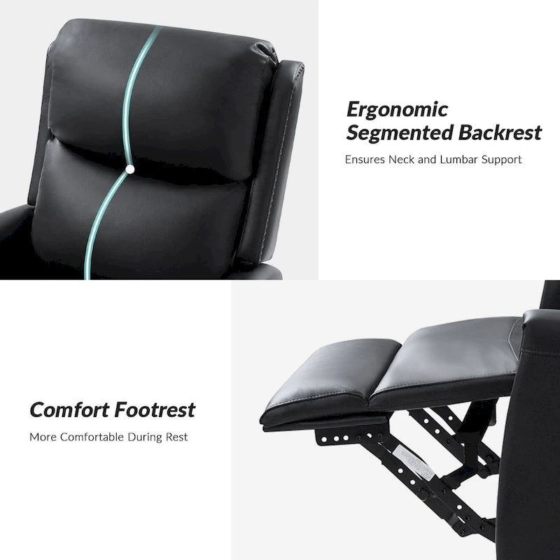 30.31Wide Modern Genuine Leather Wingback Swivel Rocker Recliner with Nailhead Trims, Set of 2