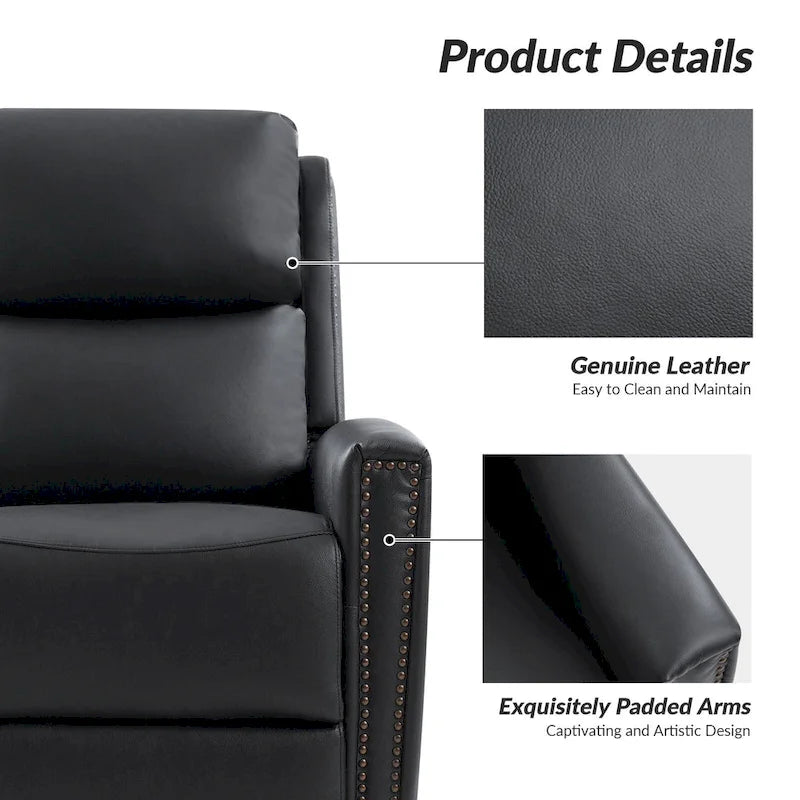 30.31Wide Modern Genuine Leather Wingback Swivel Rocker Recliner with Nailhead Trims, Set of 2