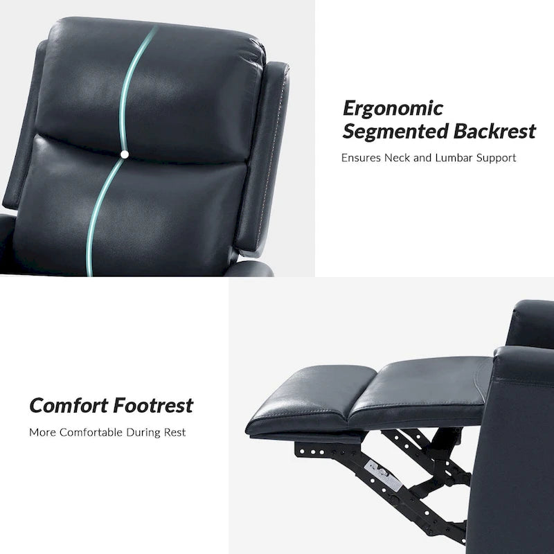 30.31Wide Modern Genuine Leather Wingback Swivel Rocker Recliner with Nailhead Trims, Set of 2