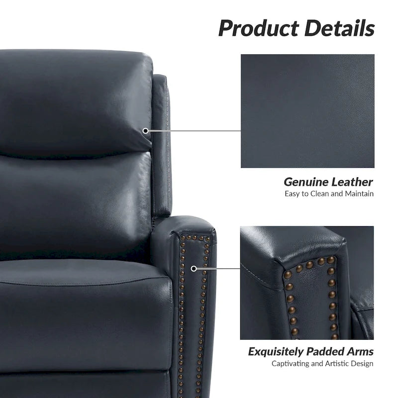 30.31Wide Modern Genuine Leather Wingback Swivel Rocker Recliner with Nailhead Trims, Set of 2