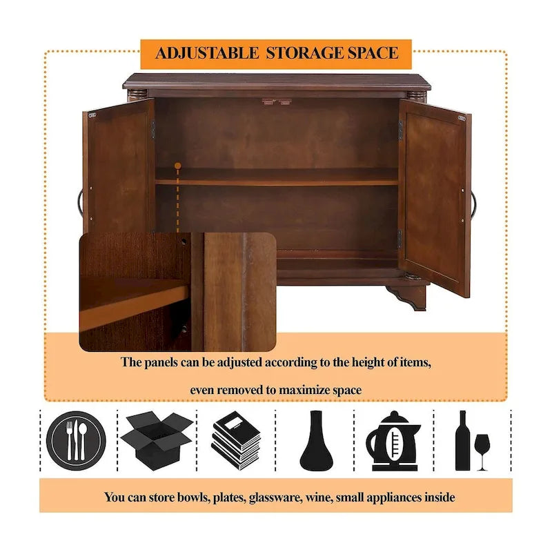 40 Pine 2 Door Storage Cabinet, Sideboard Buffet with Doors and Adjustable Shelf, Wood Entryway Chest, Cupboard