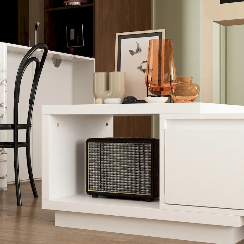 Entertainment Center Table Retracted Extendable TV Stand in Stretch