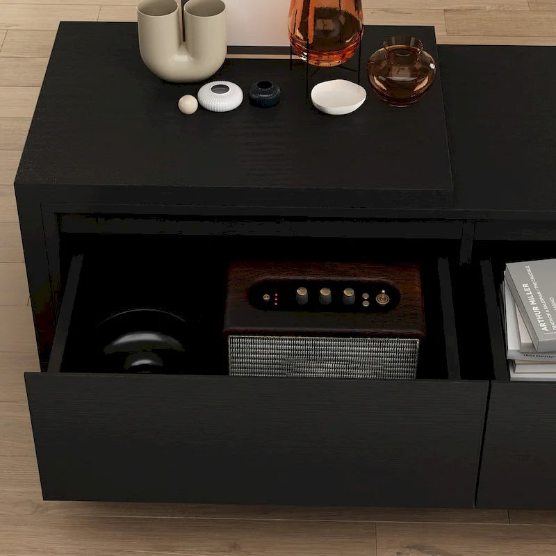 Entertainment Center Table Retracted Extendable TV Stand in Stretch