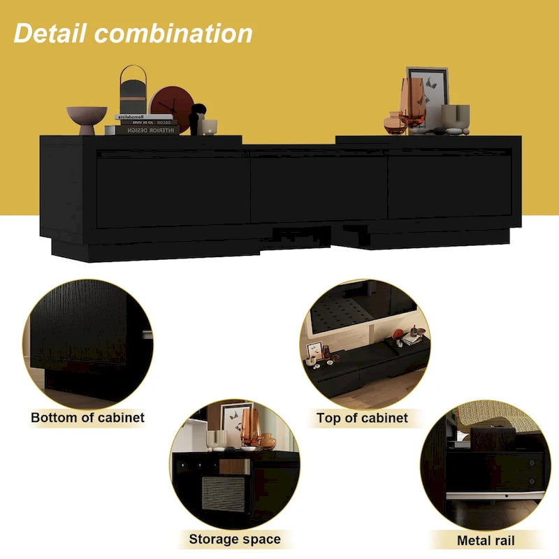 Entertainment Center Table Retracted Extendable TV Stand in Stretch