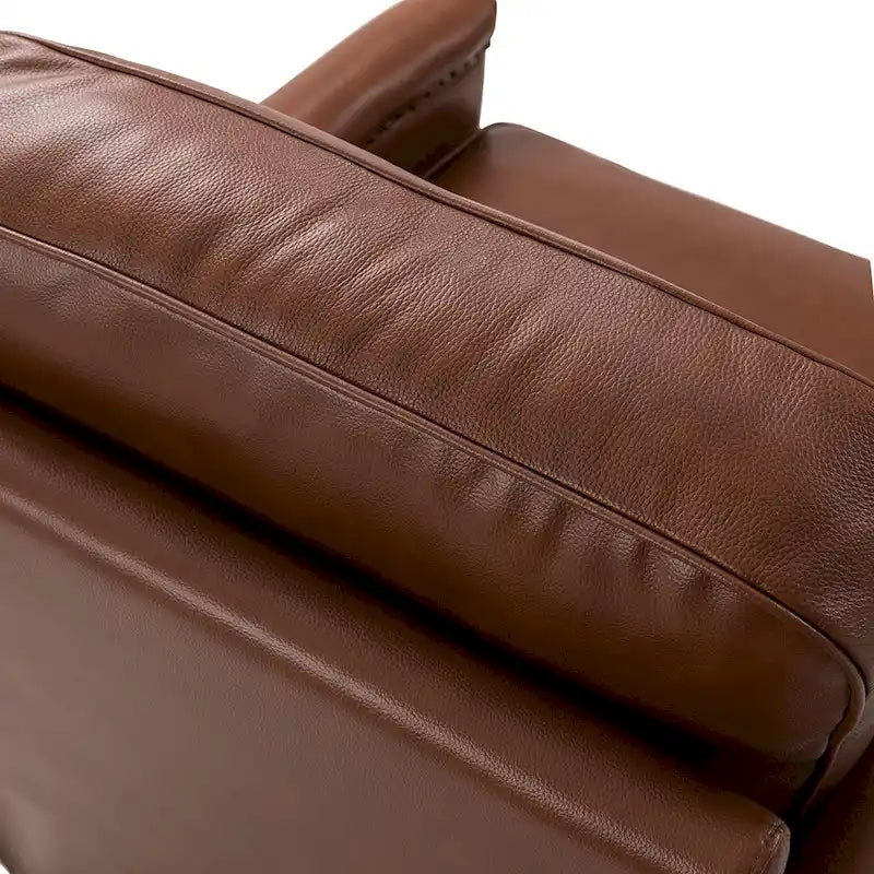 Classic Genuine Leather Swivel Armchair With Nailhead Trims Set Of 2