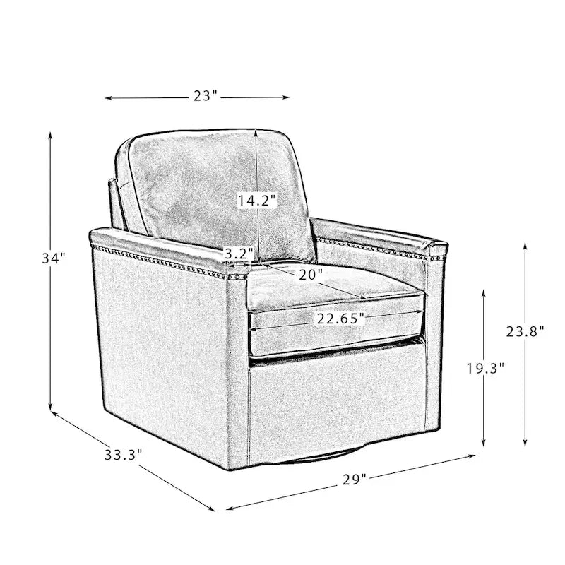 Classic Genuine Leather Swivel Armchair With Nailhead Trims Set Of 2