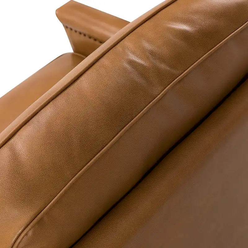 Classic Genuine Leather Swivel Armchair With Nailhead Trims Set Of 2