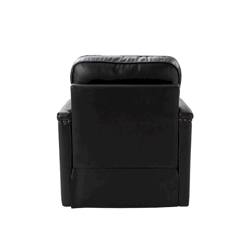 Classic Genuine Leather Swivel Armchair With Nailhead Trims Set Of 2