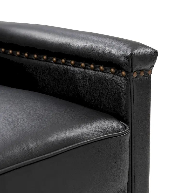 Classic Genuine Leather Swivel Armchair With Nailhead Trims Set Of 2