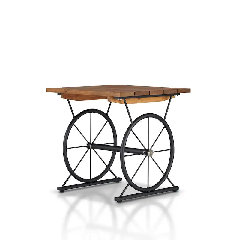 Industrial 19-inch Metal Wheel Side Table
