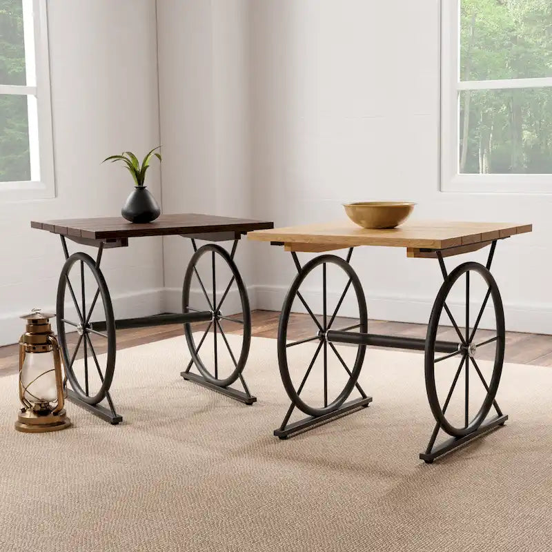 Industrial 19-inch Metal Wheel Side Table