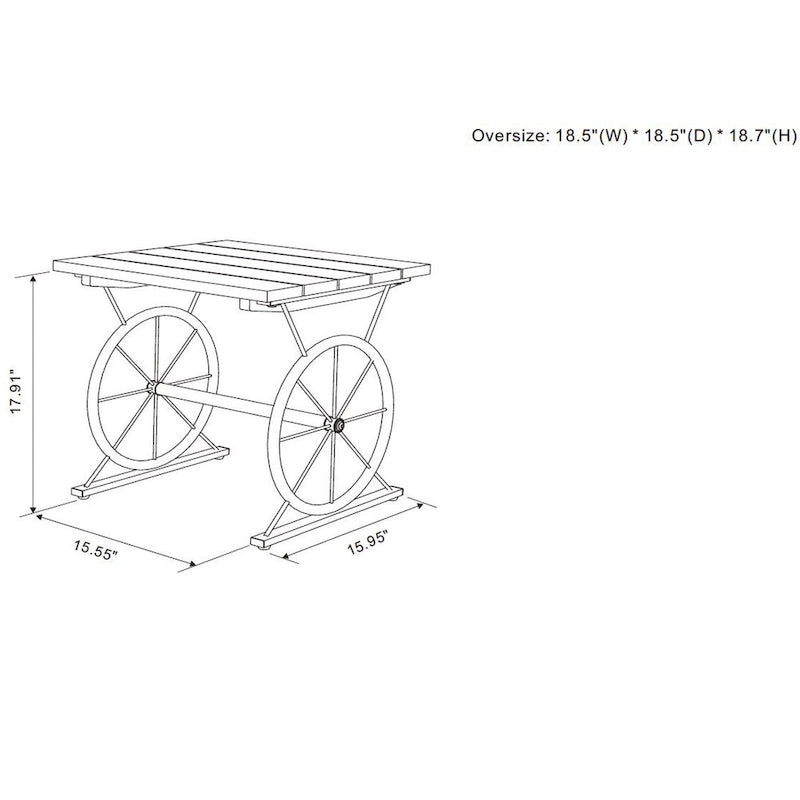 Industrial 19-inch Metal Wheel Side Table