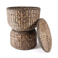 18 Hourglass Handwoven Hyacinth Storage Accent Table with Lid